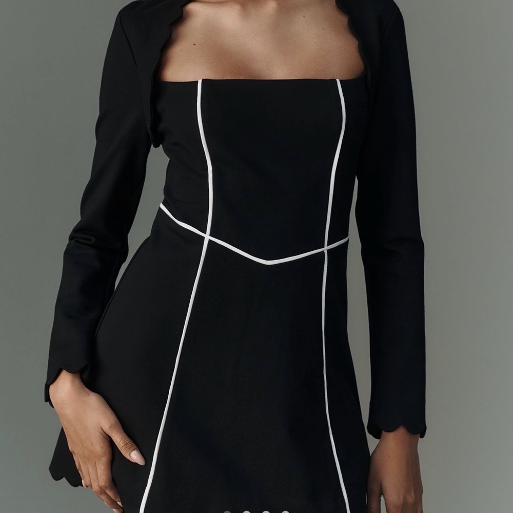 Maeve Elegant Black Dress with White Accents